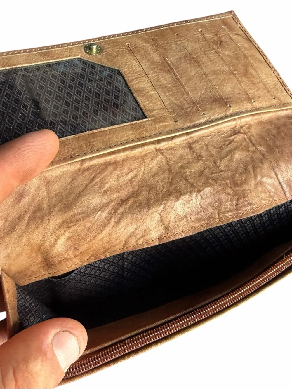 Vintage Cartier Paris Leather Tan Beige Long Continental Flap Wallet 7.5x4in